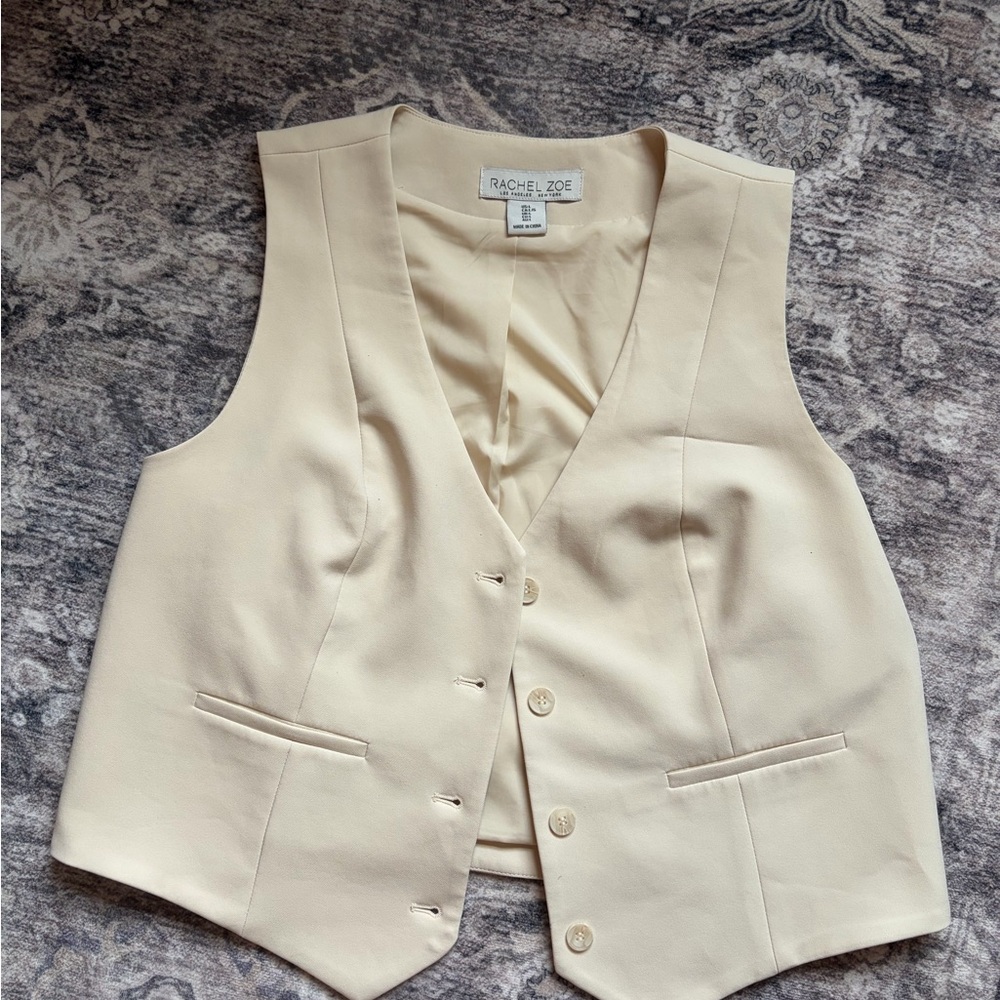 Rachel Zoe Ivory Tailored Button Vest